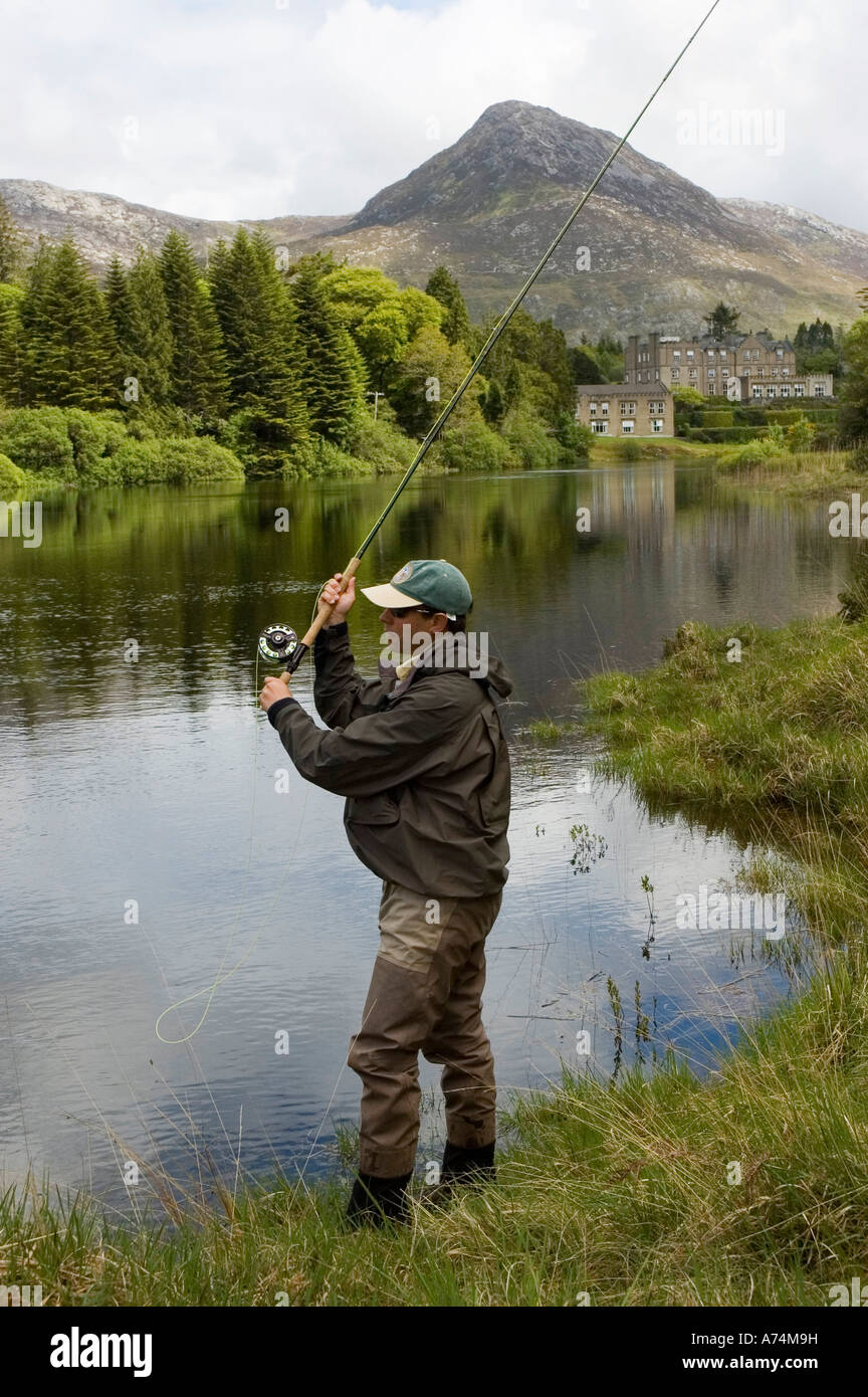 IRELAND County Galway Connemara area Fishing near Ballynahinch Castle