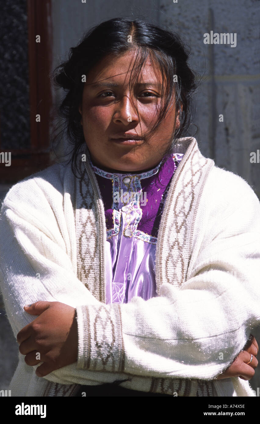 Mexico, Chiapas, San Cristobal, Los Ollas Village. Indian woman, Chamula branch of Tzotzil Stock Photo