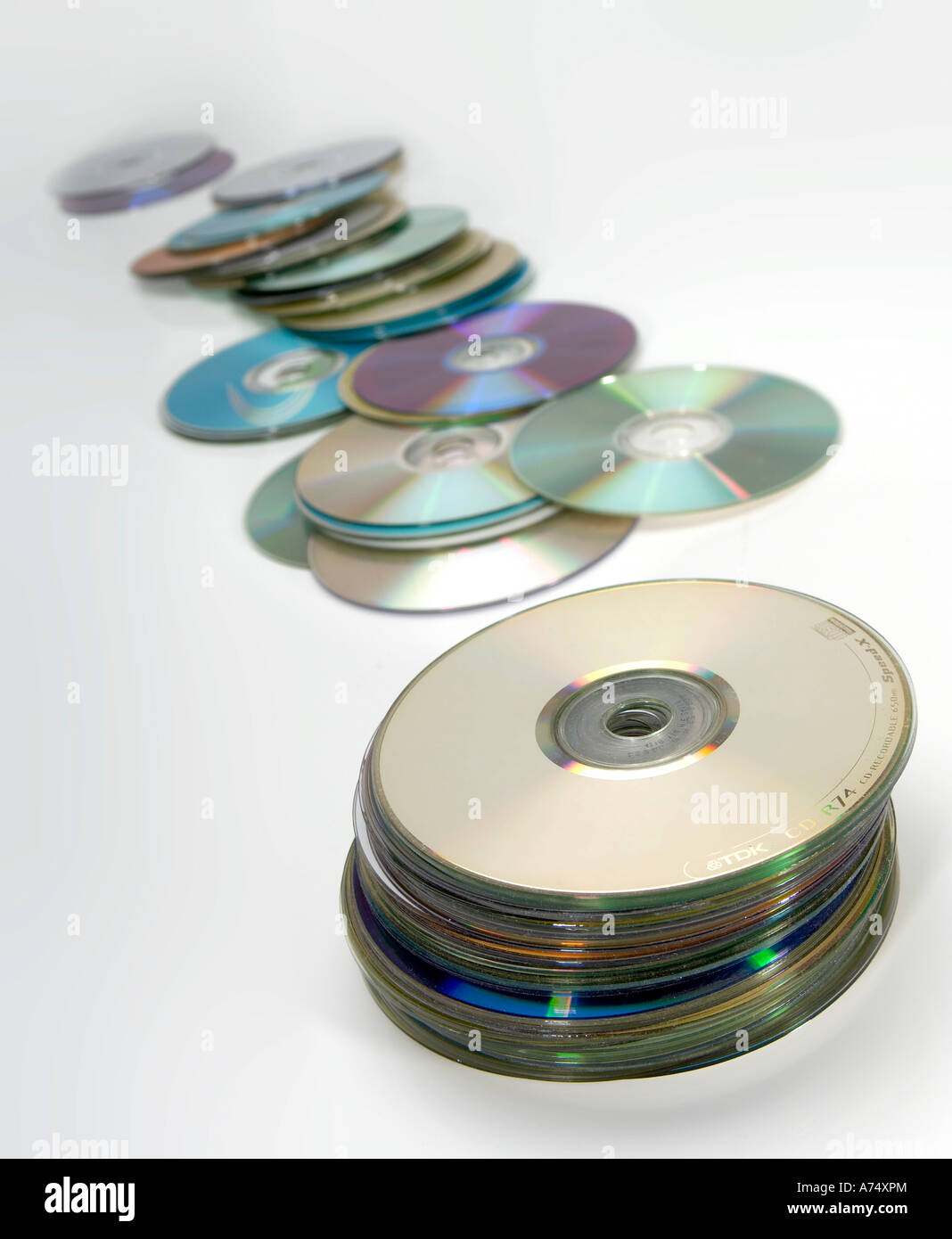 Pile of blank cd's dvd's Stock Photo Alamy