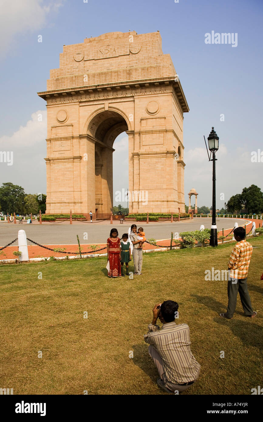 Local Indu Local Hindu people taking photographs at the India Gate in New Delhi ...