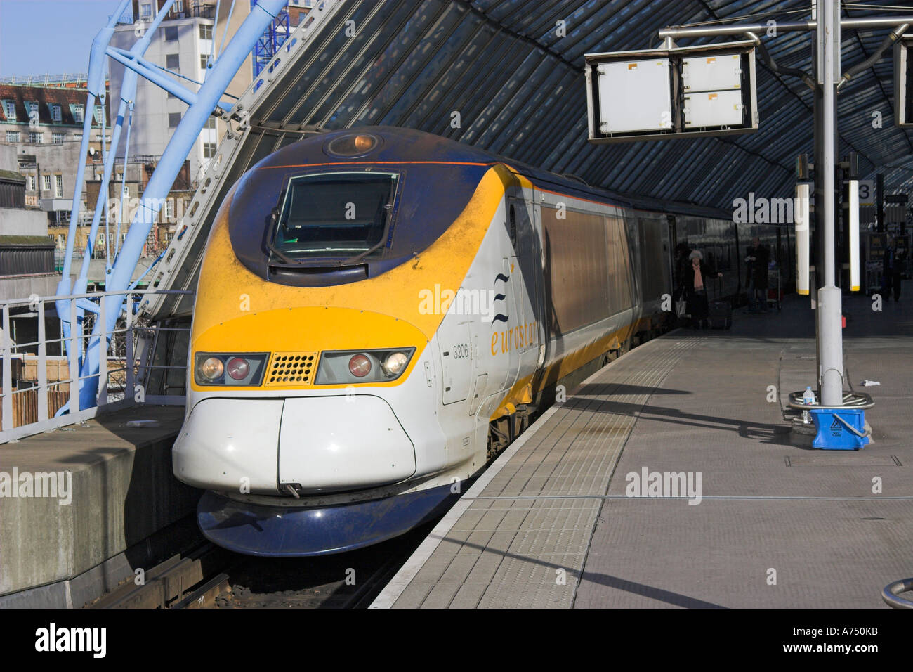 Eurostar high speed train at Waterloo International Station London Stock Photo