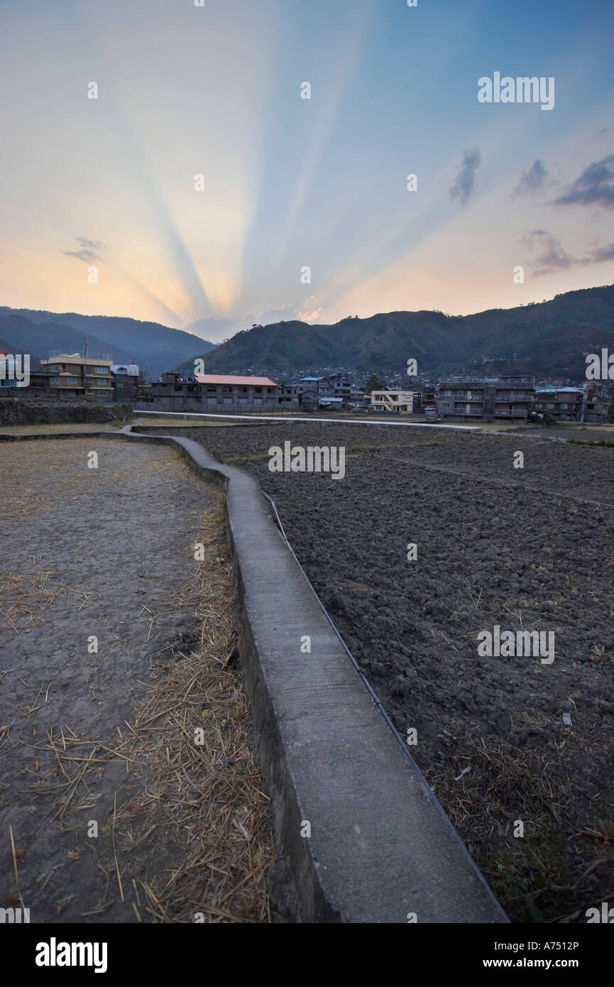 Sunset Over Hills In Bontoc Stock Photo
