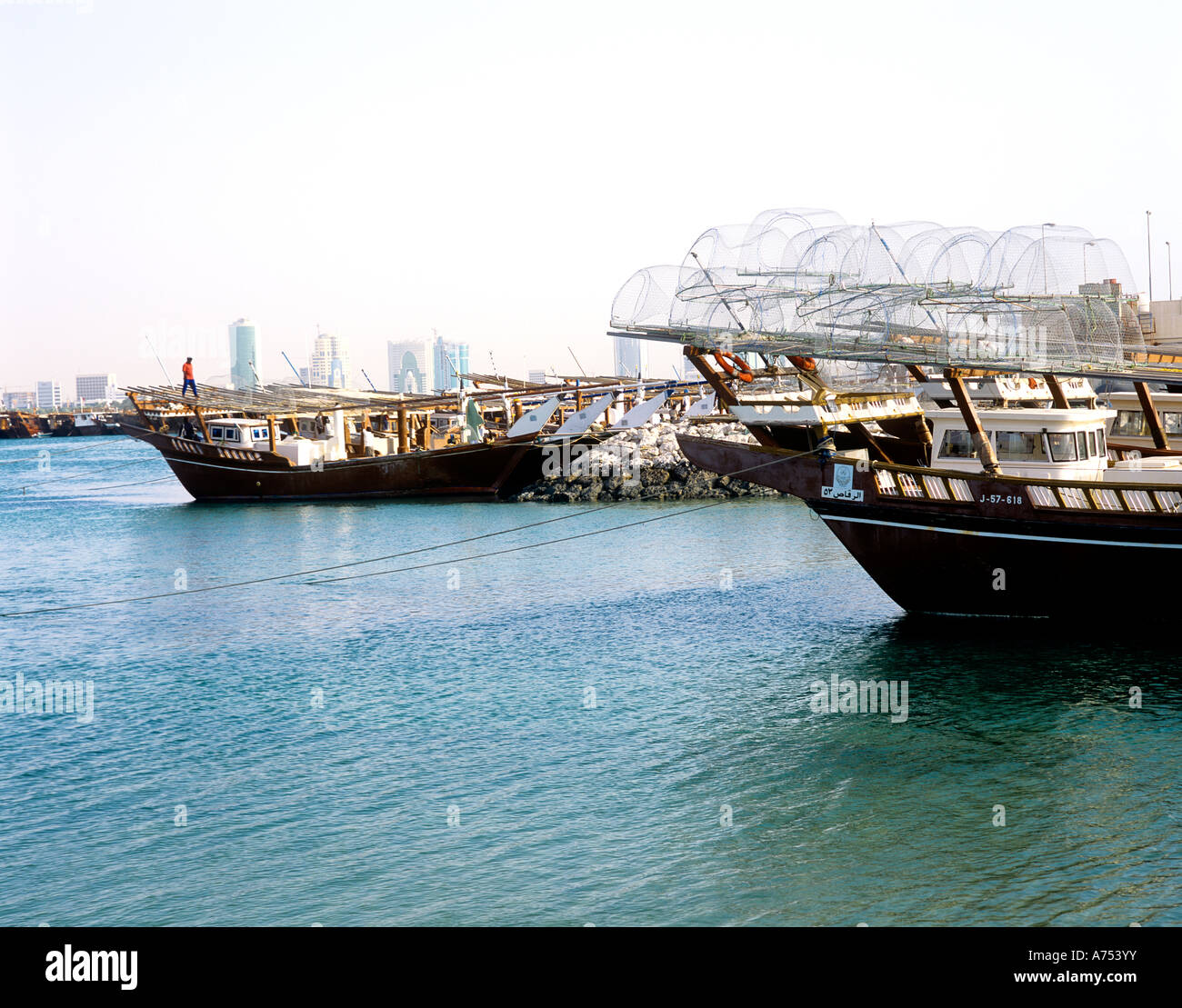FISHING HARBOUR IN DOHA QATAR Stock Photo Alamy