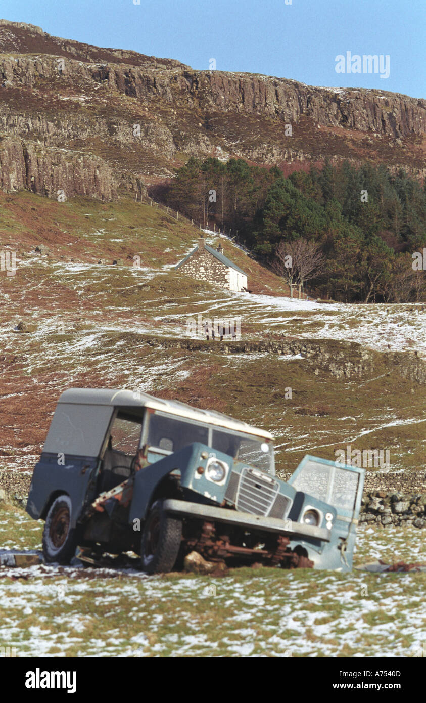 Dead land rover on Isle of Canna Scotland Stock Photo - Alamy