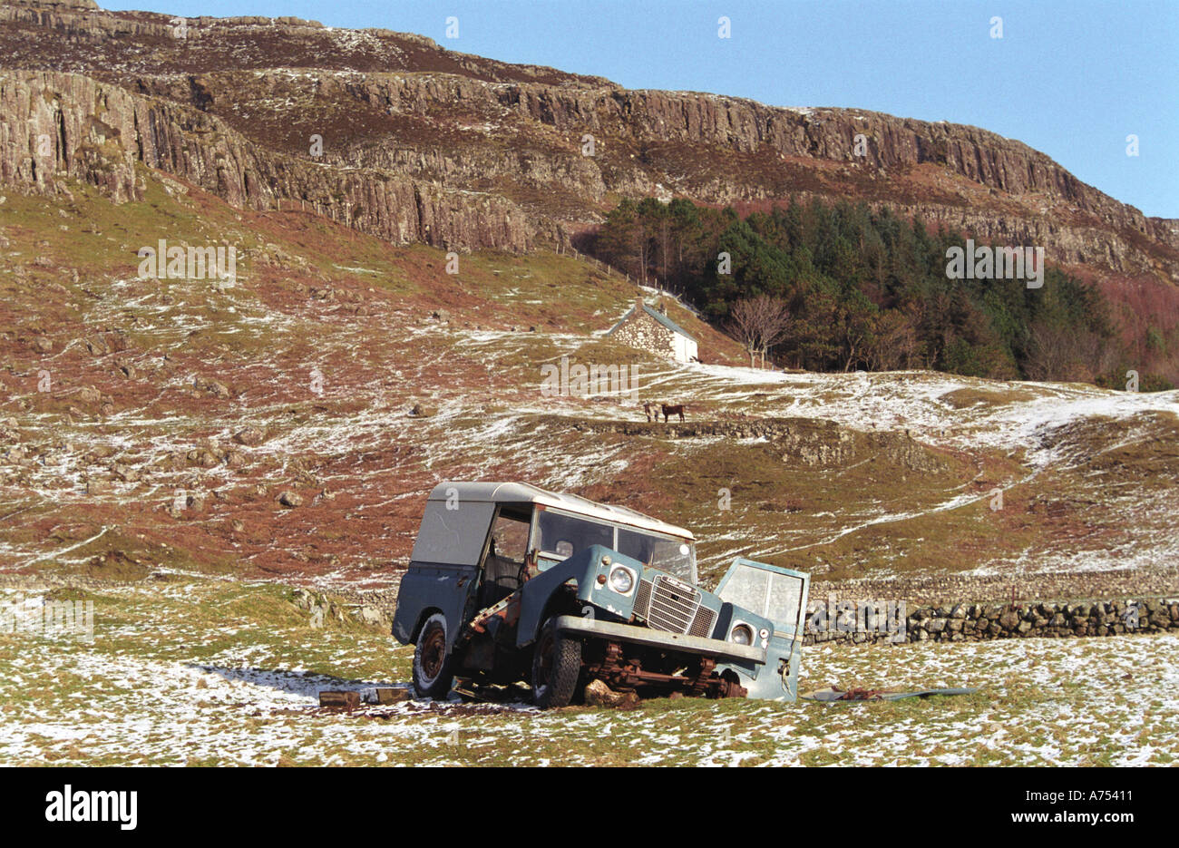 Dead land rover on Isle of Canna Scotland Stock Photo - Alamy