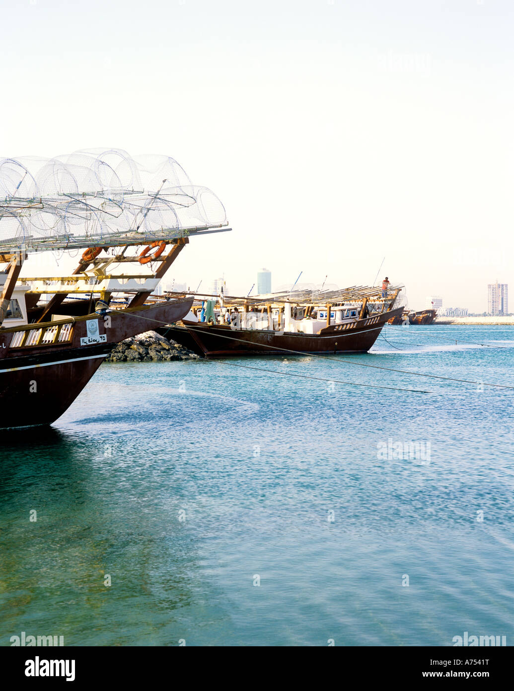 FISHING HARBOUR IN DOHA QATAR Stock Photo