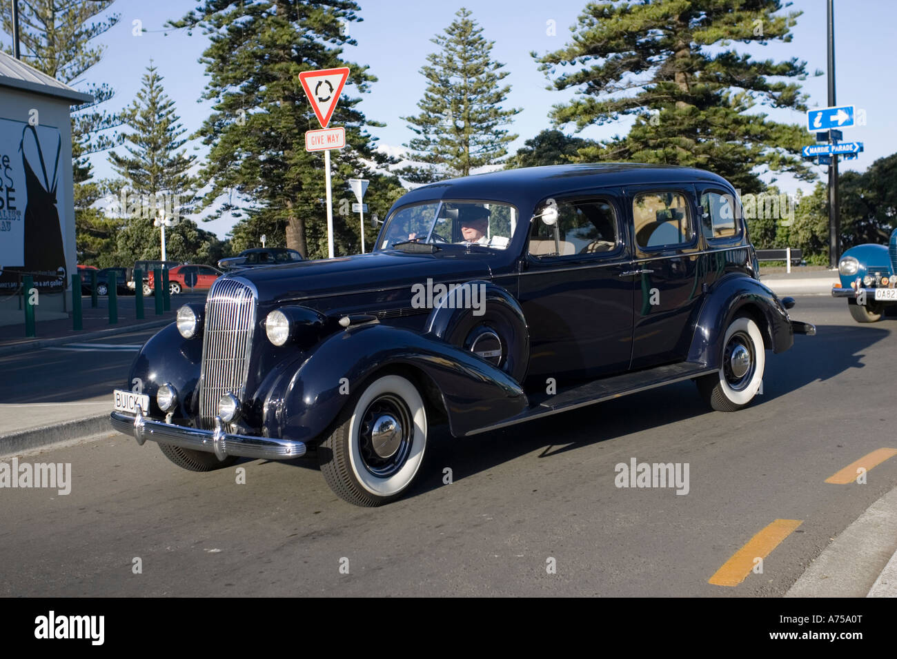 Classic vintage black Buick saloon motor car Art Deco weekend Napier North Island New Zealand Stock Photo