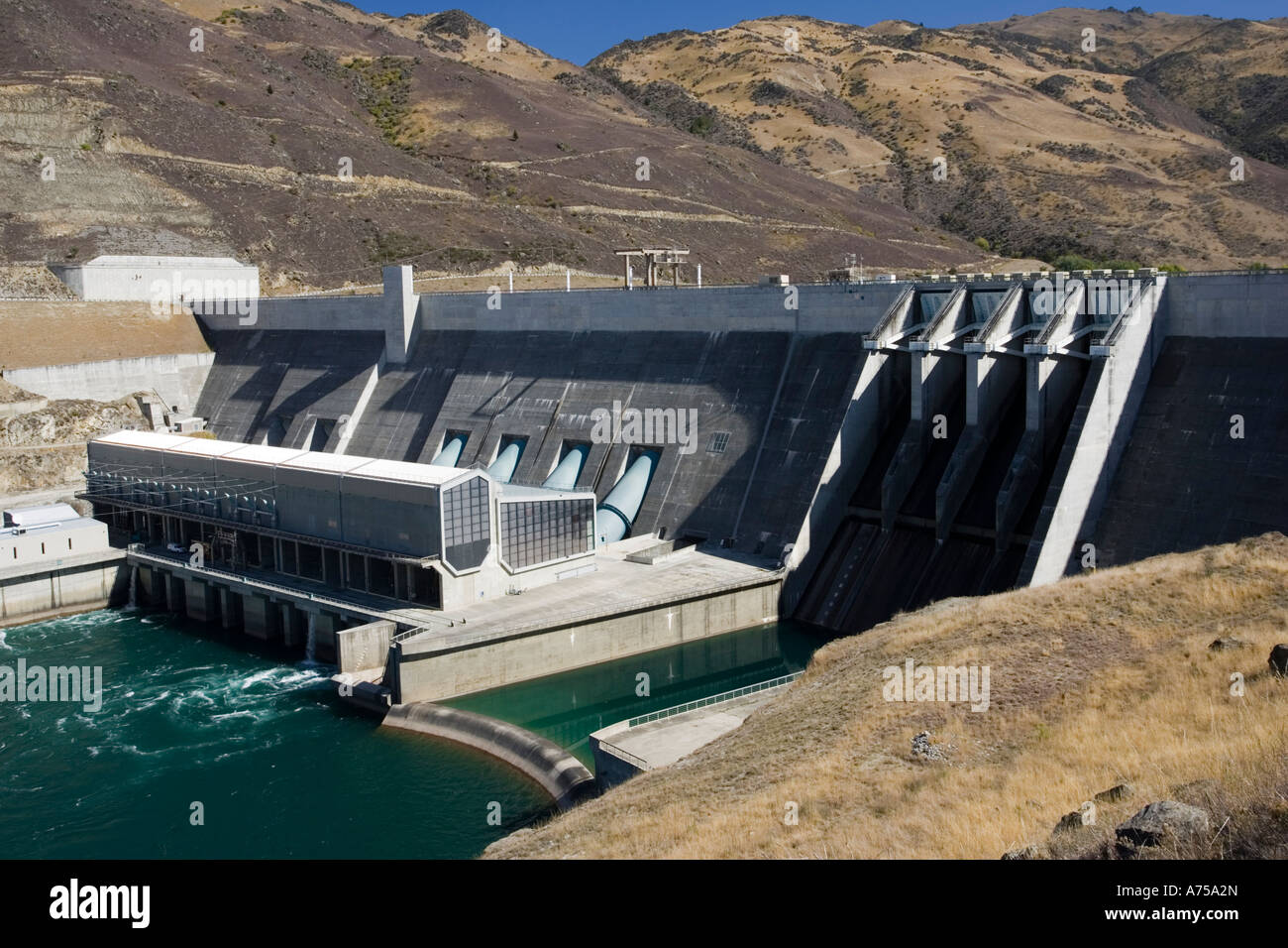 View of Clyde Dam and Lake Dunstan third largest hydroelectric dam