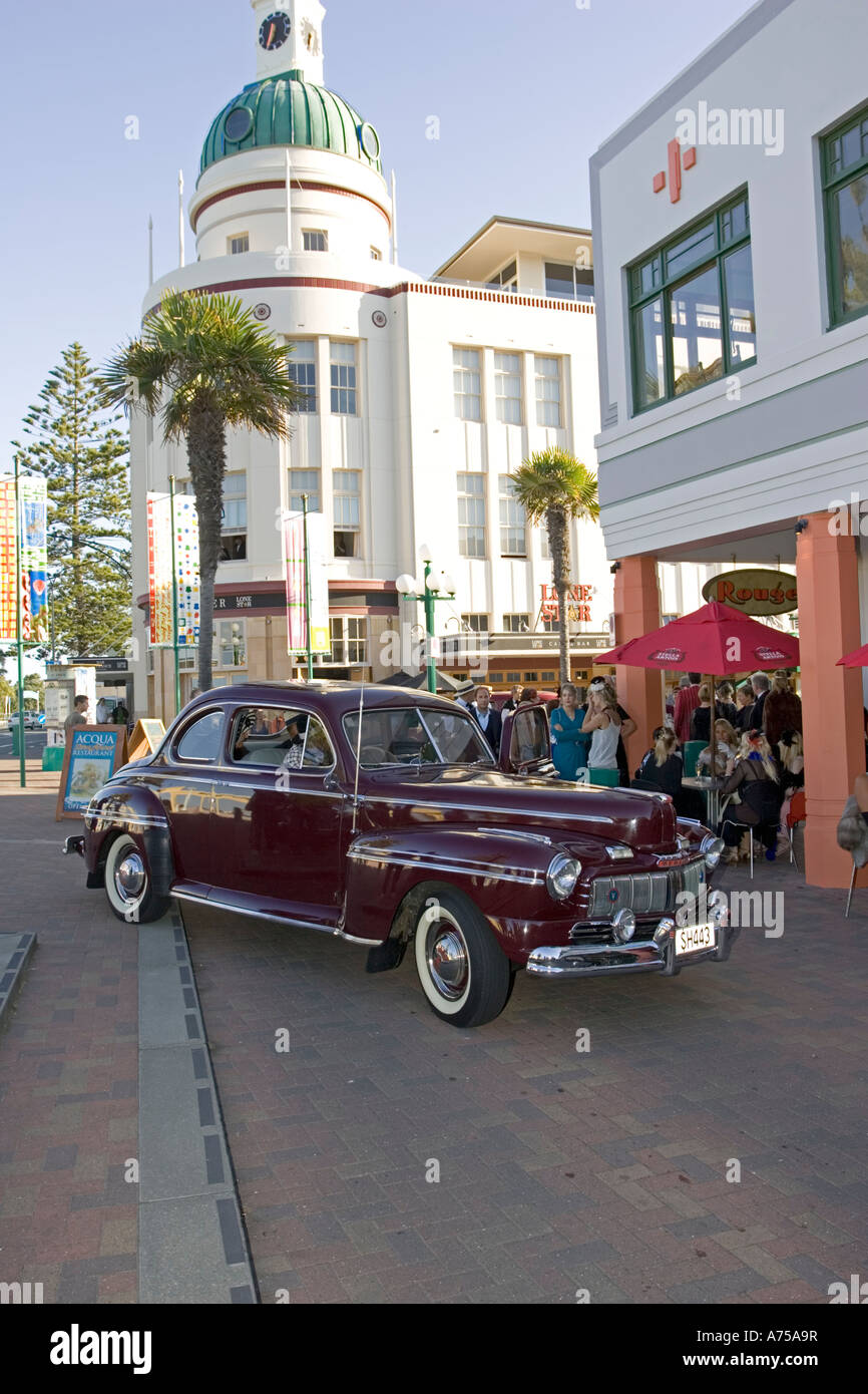 Classic vintage maroon Mercury motor car Art Deco weekend Napier North Island New Zealand Stock Photo