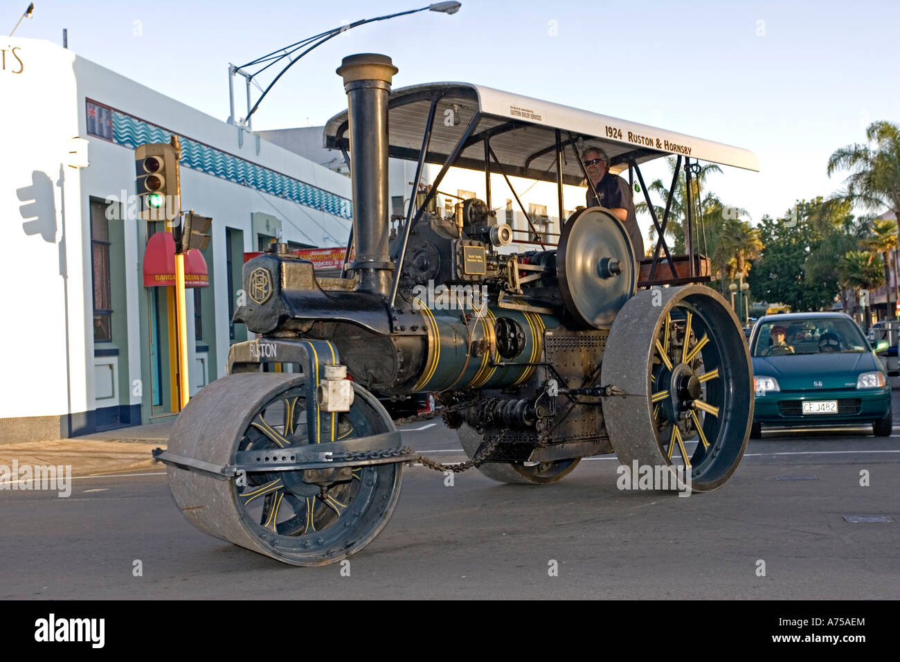 1924 Ruston and Hornsby steam engine at Art Deco weekend Napier North Island New Zealand Stock Photo