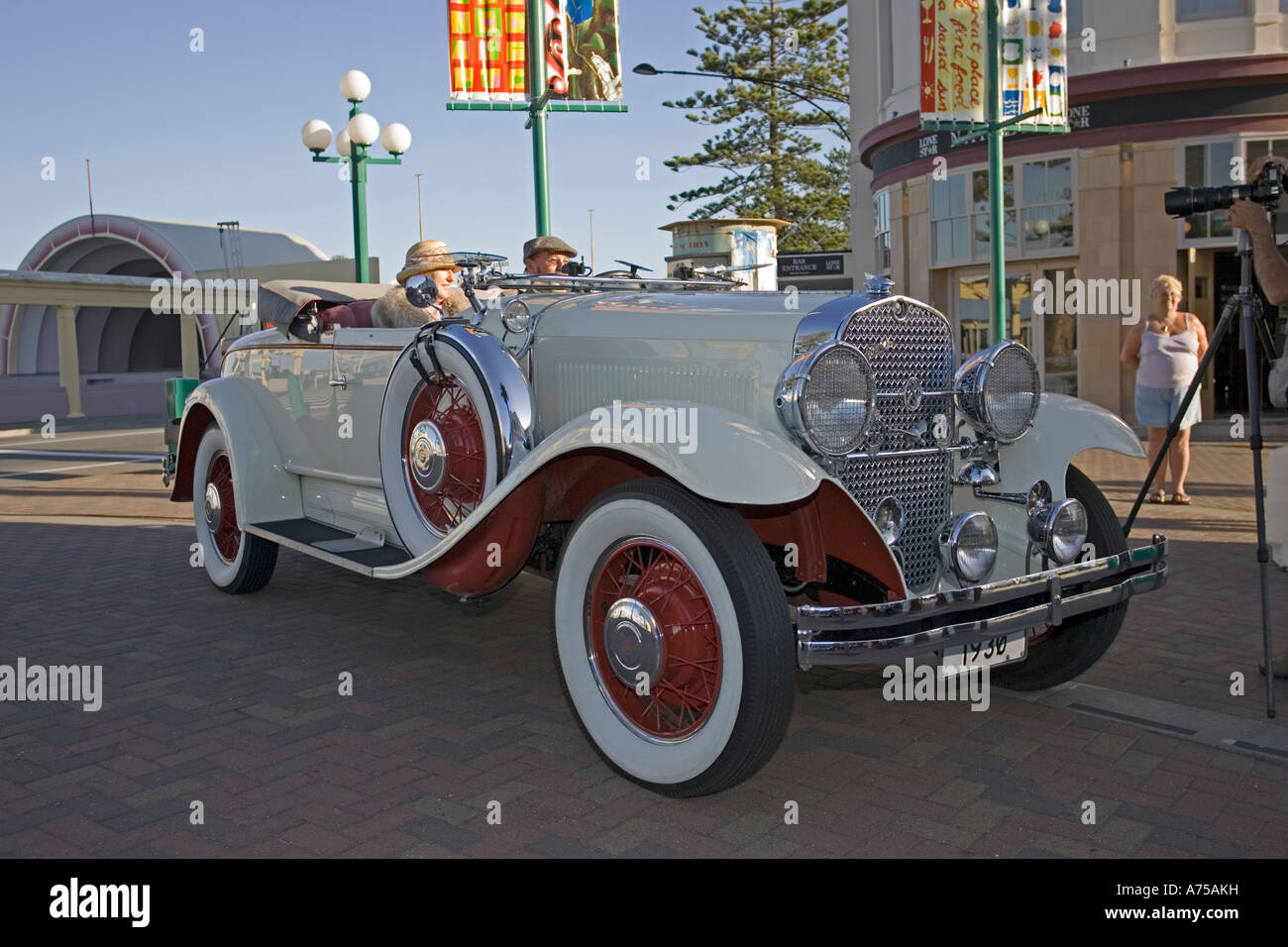 Classic vintage 1930 white Studebaker convertible motor car Art Deco weekend Napier North Island New Zealand Stock Photo