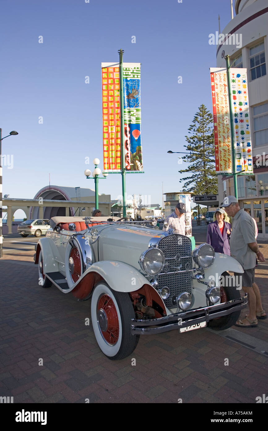 Classic vintage 1930 white Studebaker convertible motor car Art Deco weekend Napier North Island New Zealand Stock Photo