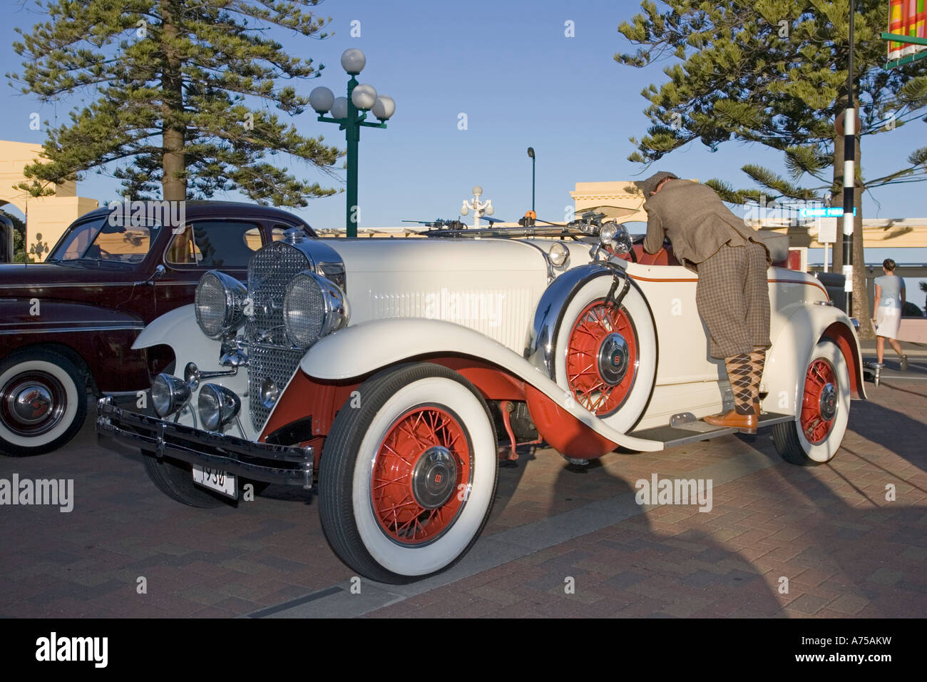 Classic vintage white and red Studebaker convertible motor car Art Deco weekend Napier North Island New Zealand Stock Photo