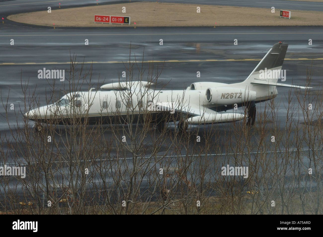Executive Cessna on runway of Hotel Loftleidir Iceland Stock Photo