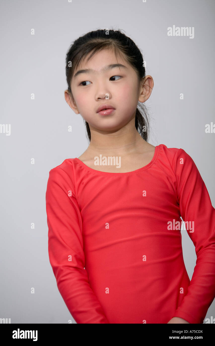 Young girl wearing leotard Stock Photo