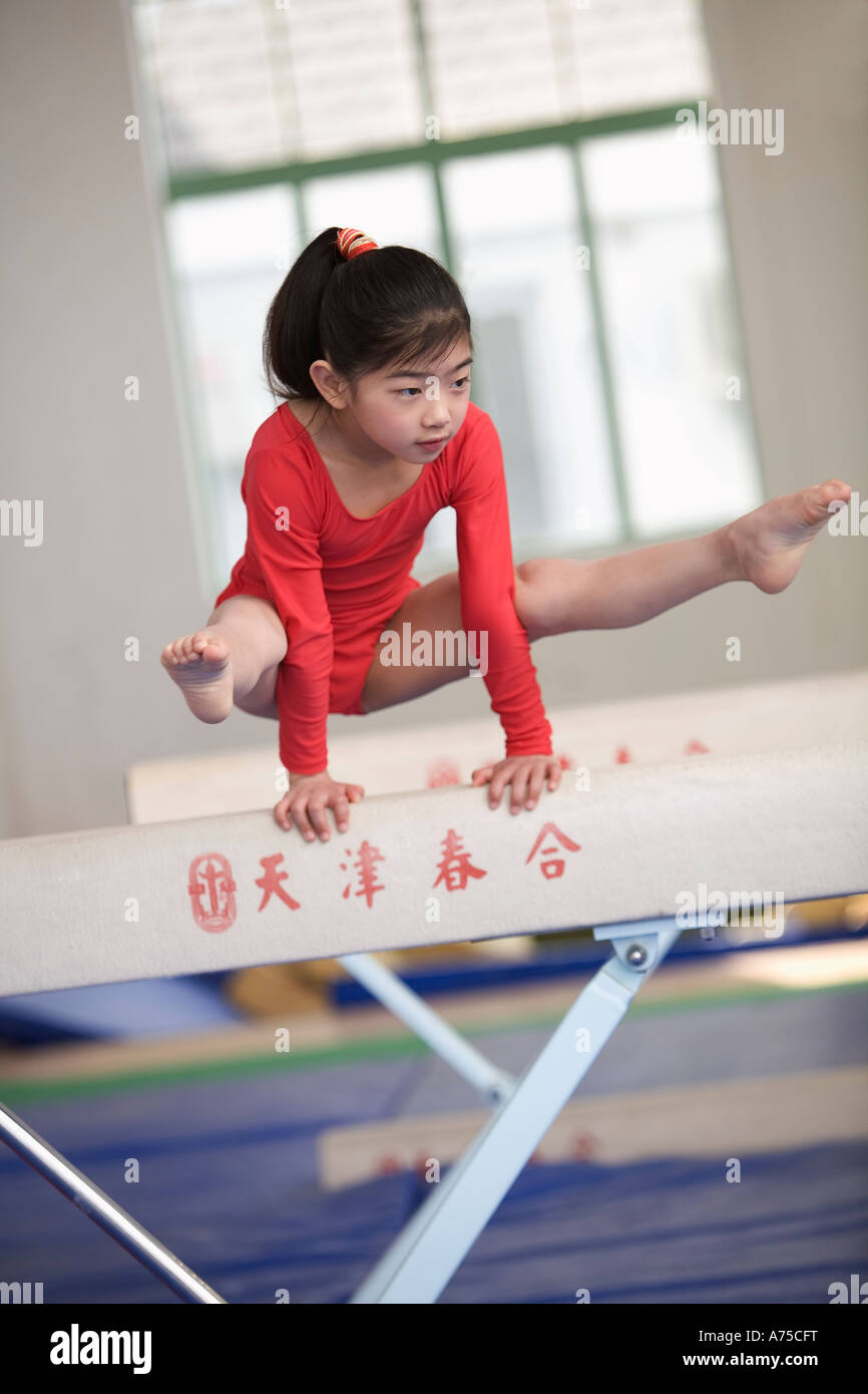 Young Girl Practicing Gymnastics Stock Photo Alamy