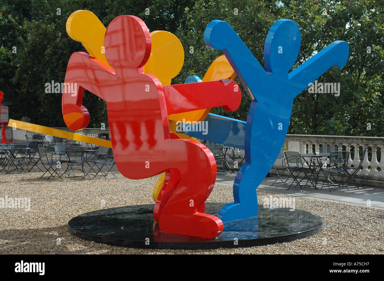 Keith Haring Dancing Stickmen sculptures at Somerset House Stock Photo