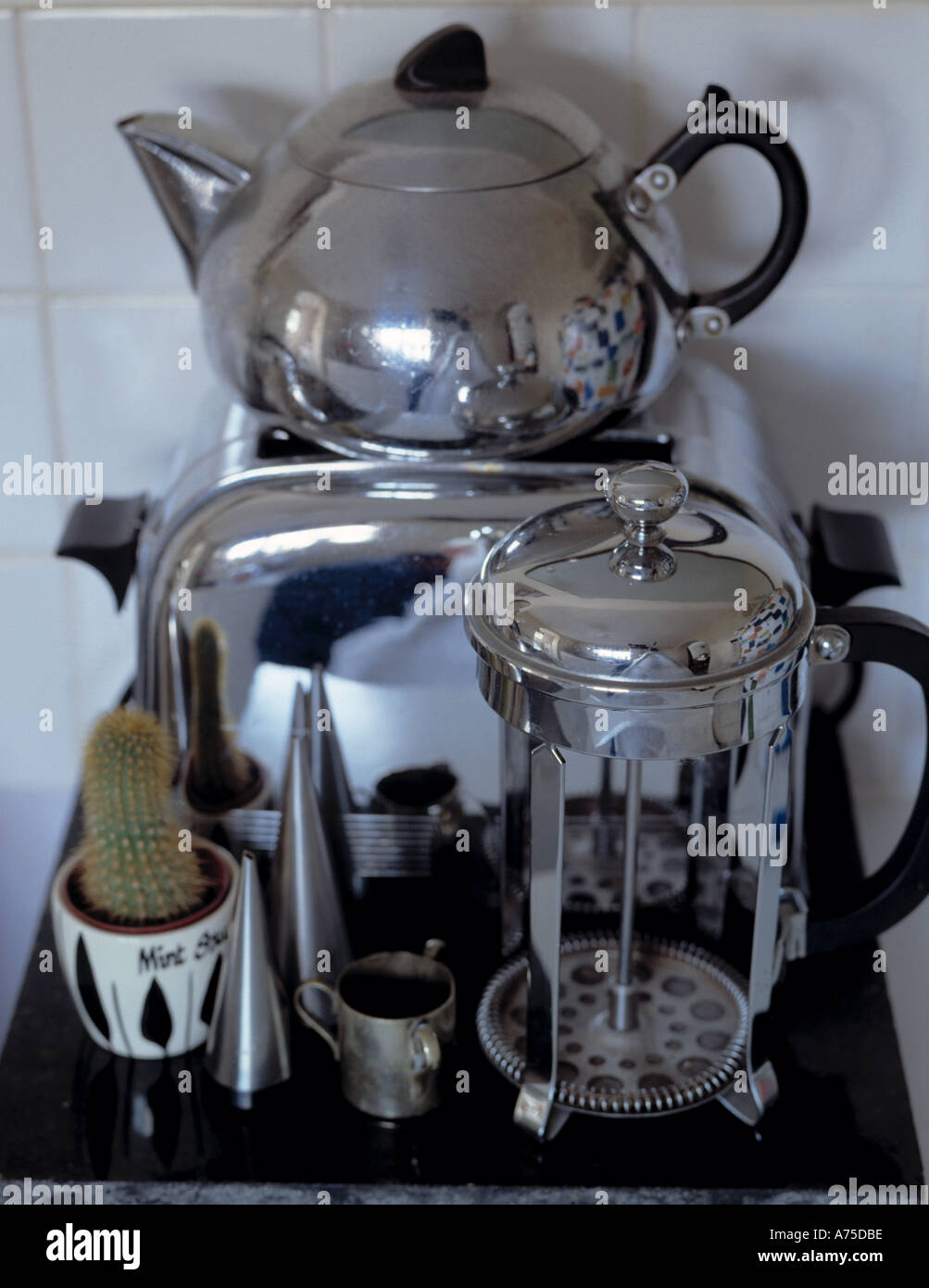 Silver Kitchen Appliances Stock Photo