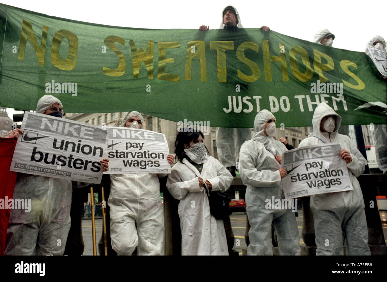 Demonstration against Nike and it's policy of using sweatshop slavery. 2003  Stock Photo - Alamy