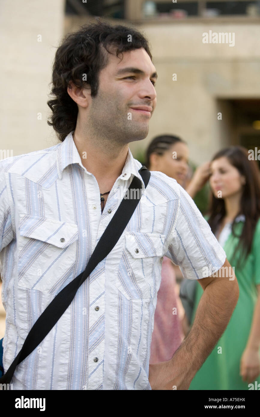Man wearing messenger bag Stock Photo Alamy