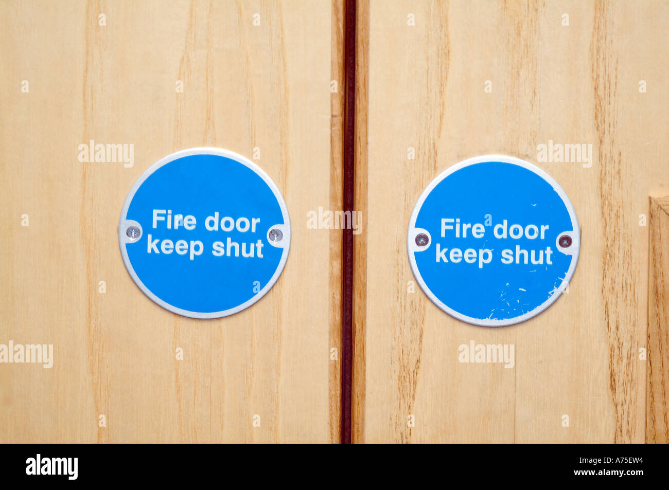 fire, door, keep, shut, sign, precaution, precautionary, measures, sign, health, and, safety, retardant, Stock Photo