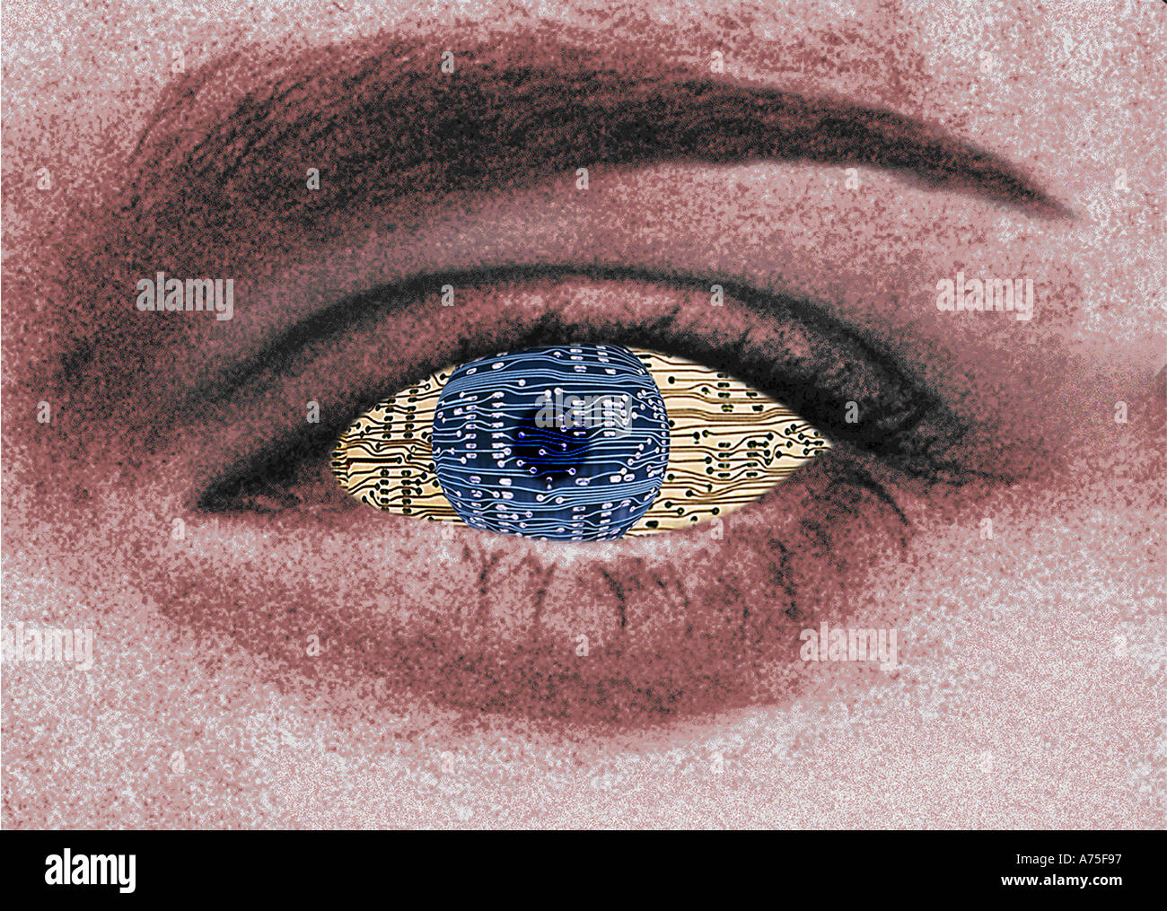 The eye and digital circuits Stock Photo - Alamy