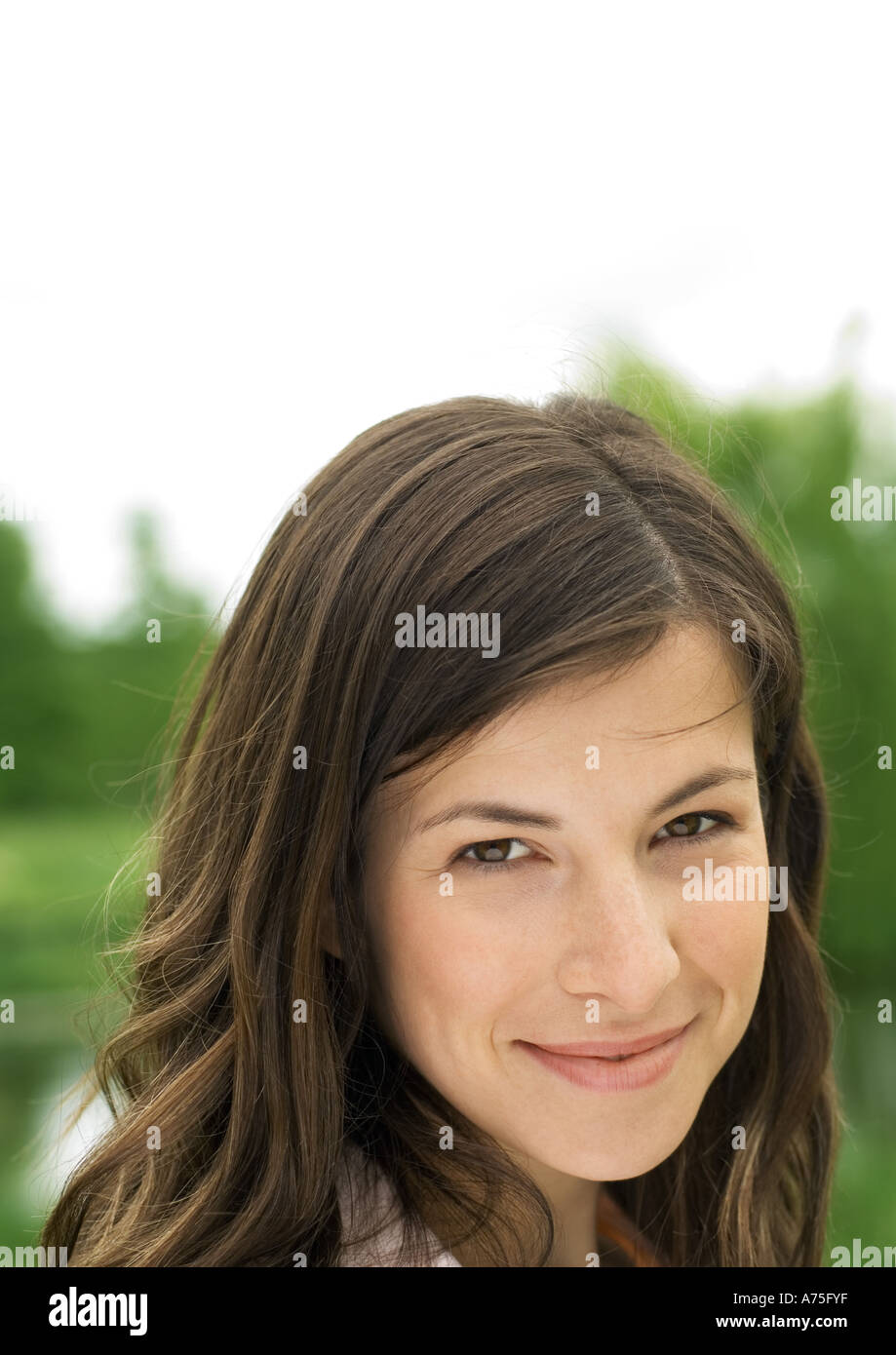 Happy woman nature smiling hi-res stock photography and images - Alamy