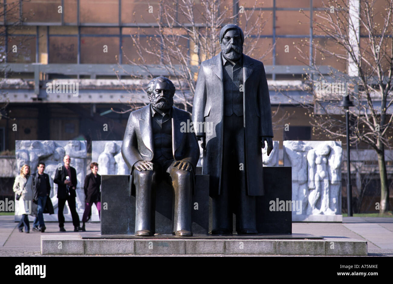 Marx and Engels Statue in Berlin Stock Photo