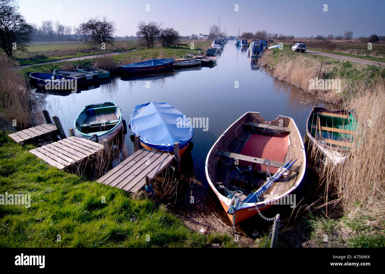 Moored boats Martham Stock Photo - Alamy