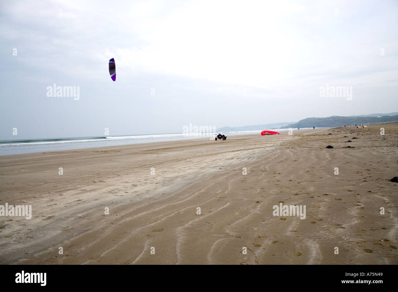 Kite Buggies at Black Rock sands North Wales Wales UK Stock Photo - Alamy