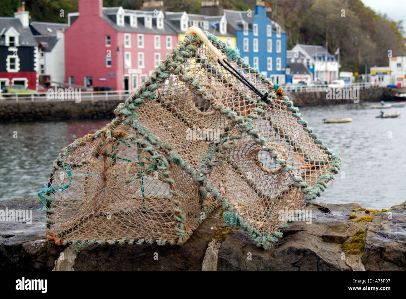 Fishing trap in Tobermory Harbor on the Isle of Mull Scotland Isle of Mull Inner Hebrides Stock Photo