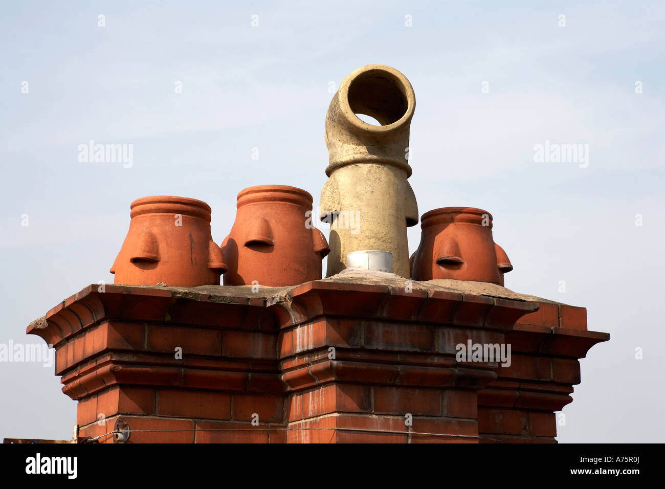 chimneys on the roof of a building chester cheshire england uk Stock Photo