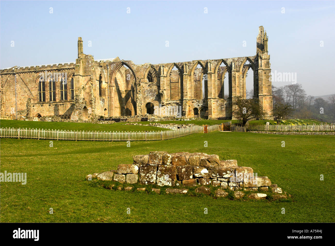 Ruin of the Augustine Priory. Bolton abbey, North Yorkshire Dales Stock ...