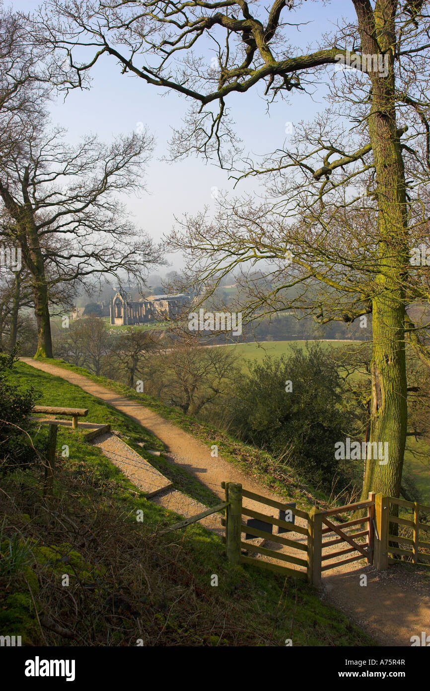 Pathway leading to Bolton Abbey in the Yorkshire dales. England Stock Photo