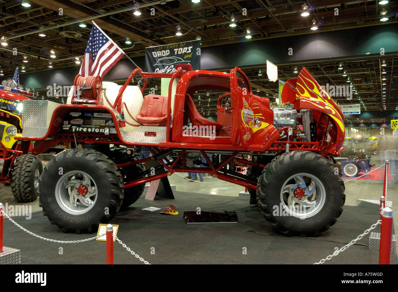 1937 Ford fire truck monster truck at the 2006 Detroit Autorama Stock Photo