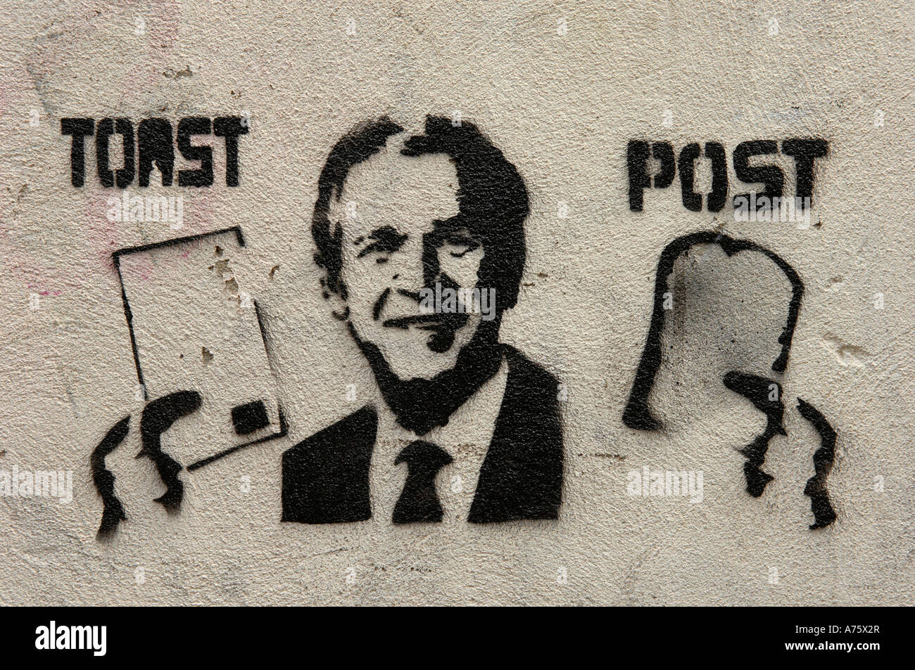 Cartrain George Bush Toast Post Graffiti Artist Banksy Style Stock Photo
