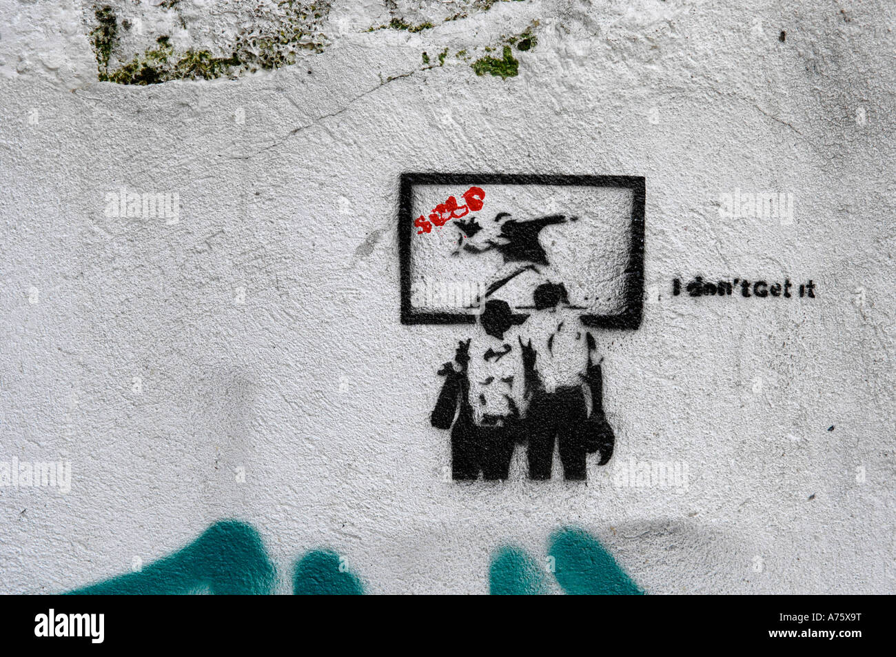 Banksy, Love Is in The Air, I Dont Get It Stock Photo