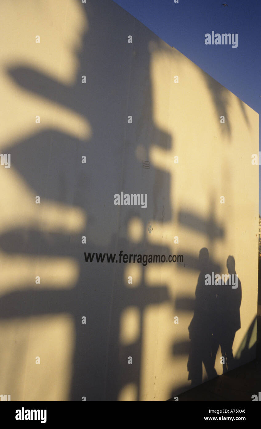 Shadows and Ferragamo sign Croisette Cannes French Riviera France EU Europe Stock Photo