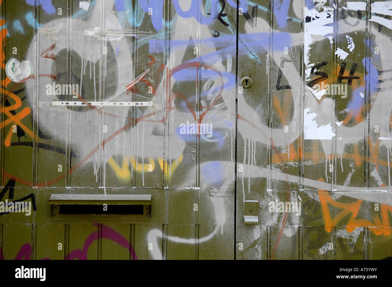 Graffiti Door WIth Letter Box Stock Photo - Alamy