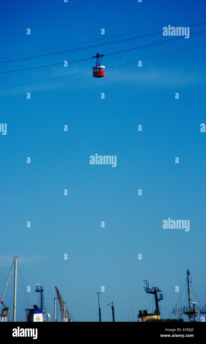 "Cable car "connecting Barceloneta and Montjuic in Barcelona Stock ...