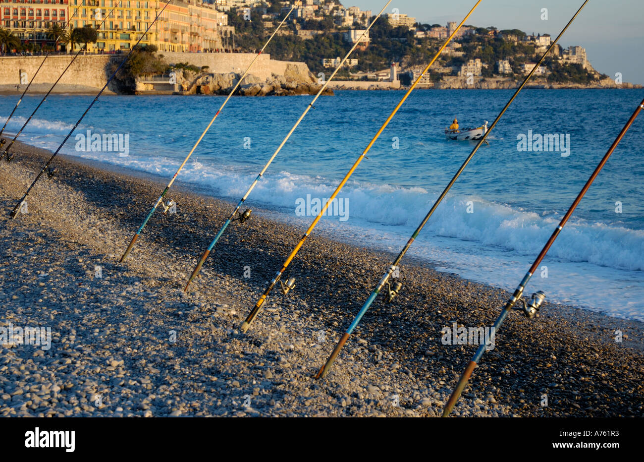 Fishing in Nice France Stock Photo Alamy