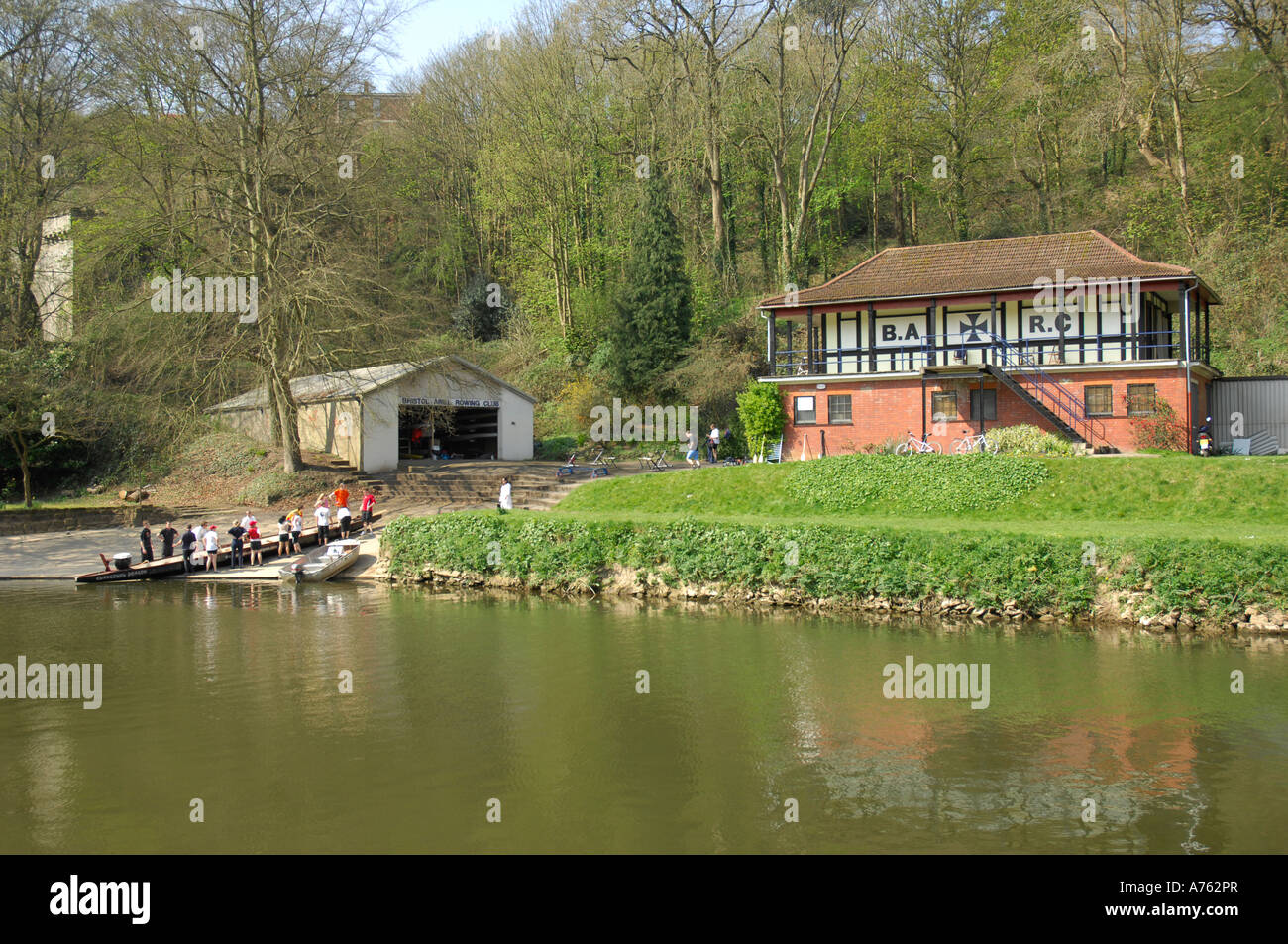 Bath Ariel Rowing clubhouse, river Avon, near Bristol, UK Stock Photo