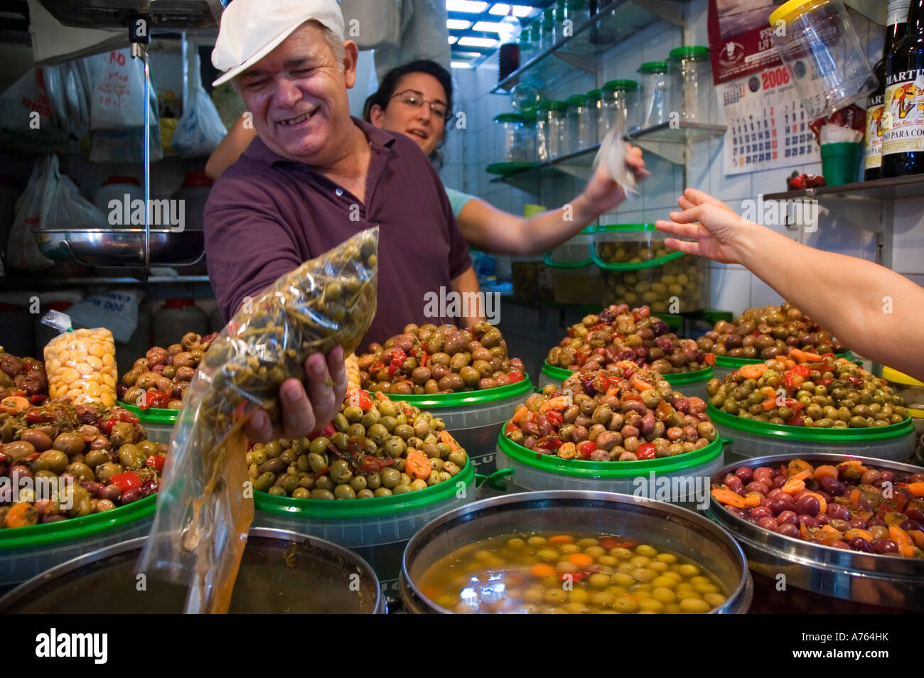 Olive stand at Central Market JEREZ DE LA FRONTERA Cadiz province