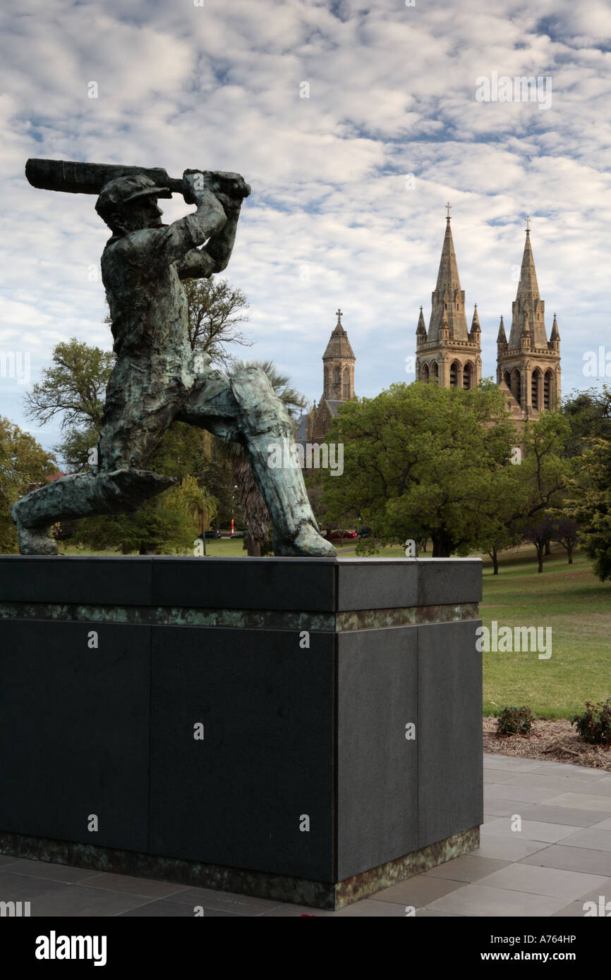 The statue of the legendary Sir Donald Bradman outside the Adelaide