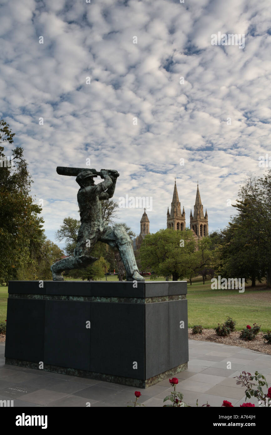 The statue of the legendary Sir Donald Bradman outside the Adelaide