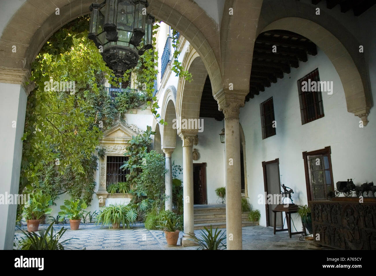 Patio in Domecq de la Riva Palace JEREZ DE LA FRONTERA Cadiz province Andalusia autonomous community Spain Stock Photo