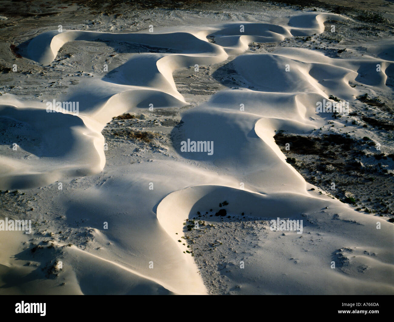 Aerial Barchan Dunes Western Australia Stock Photo