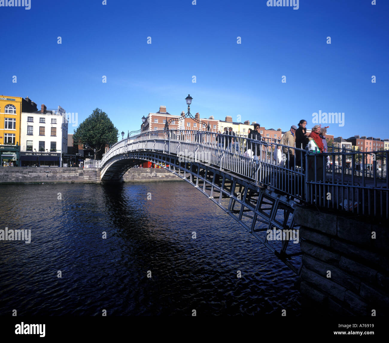 The Ha Penny Bridge over the River Liffey in Dublin Ireland Stock Photo ...