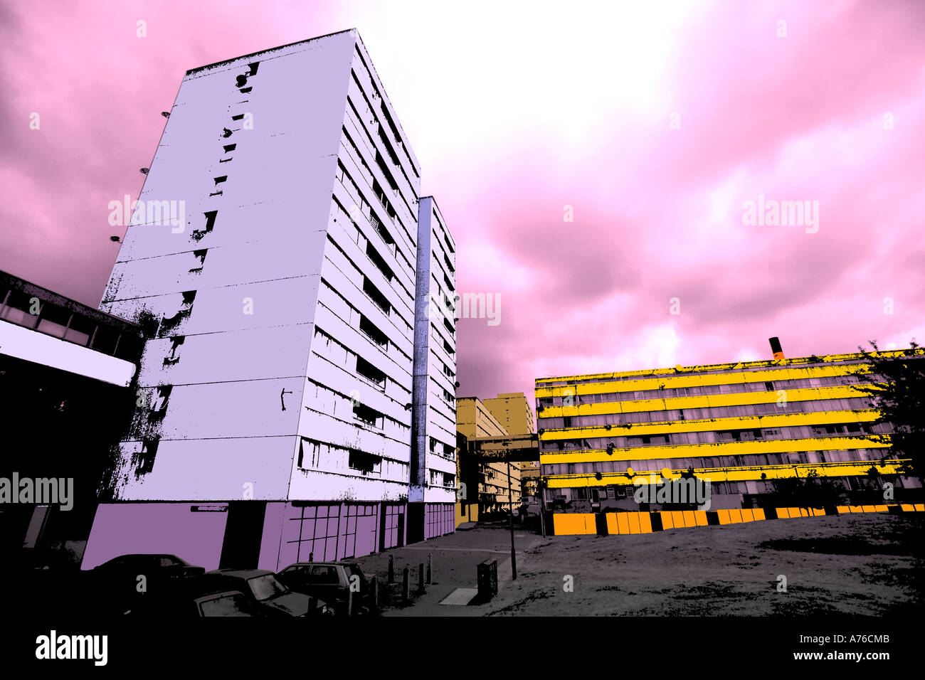 Psychedelic wide angle view on the ferrier Estate, Kidbrooke, London Stock Photo Alamy