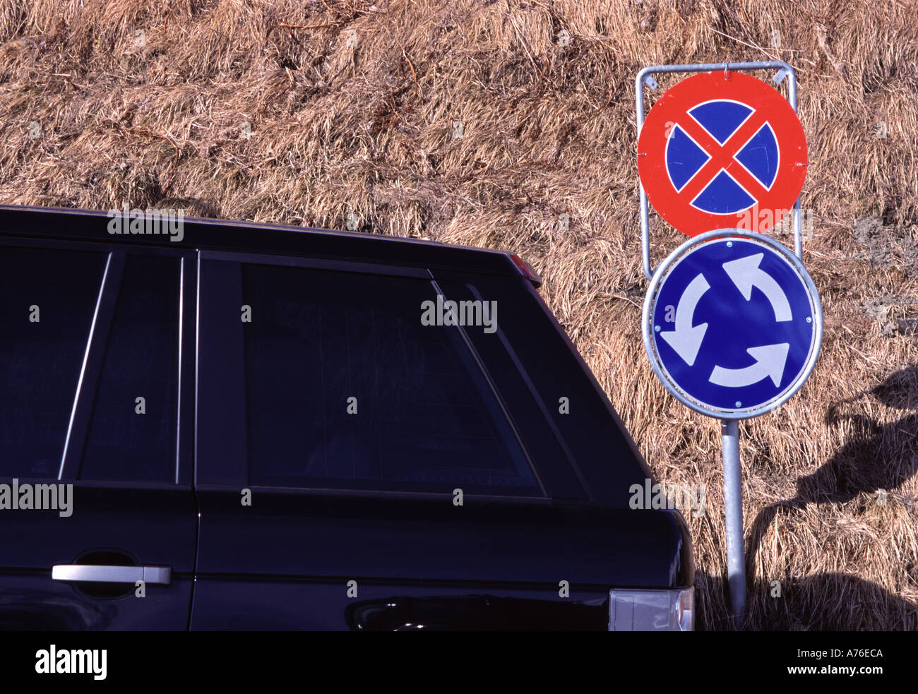 Range Rover car in Switzerland with street signs Stock Photo - Alamy